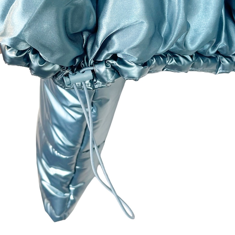 Urban Outfitters UO Taryn Metallic Icy Blue Cropped Puffer Jacket - Picture 14 of 14